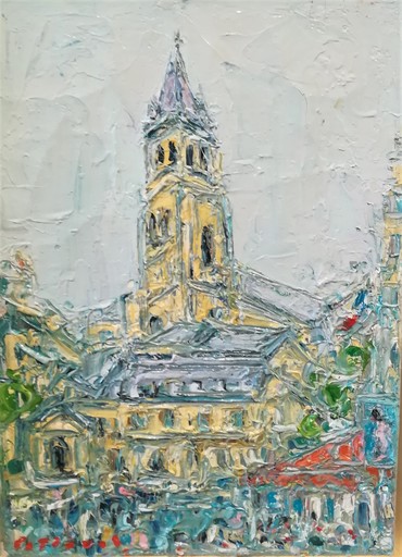André COTTAVOZ - Gemälde - Paris St Germain des prés, l'église
