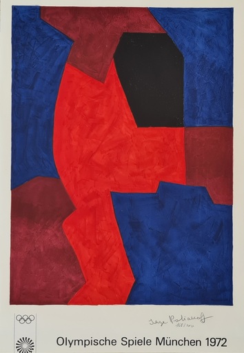 Serge POLIAKOFF - Stampa-Multiplo - Composition bleue, rouge et noire L77 
