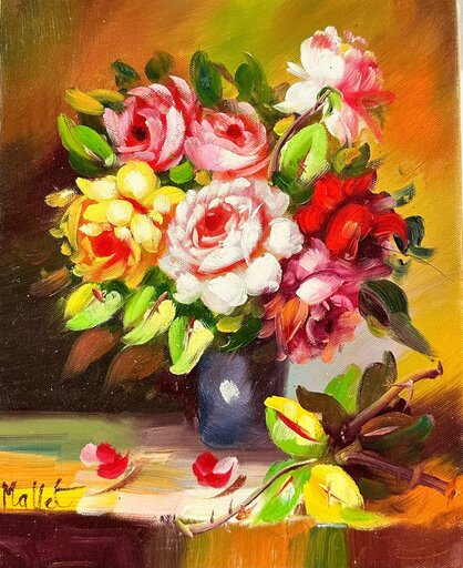 Edouard MALLET - Painting - Bouquet de Roses