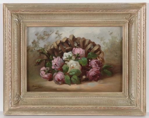 Pierre BOURGOGNE - Pittura - "Roses", Oil on Panel