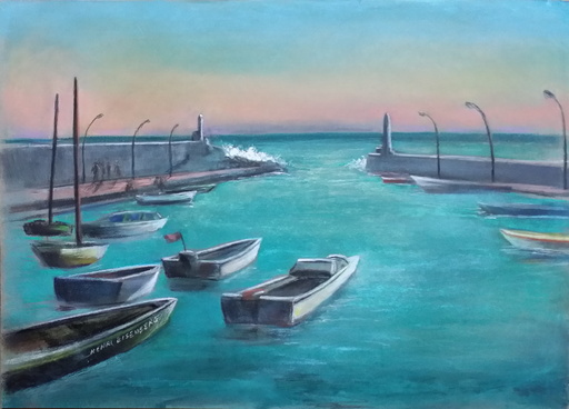 Henri EISENBERG - Drawing-Watercolor - Corse, Calvi, le Port
