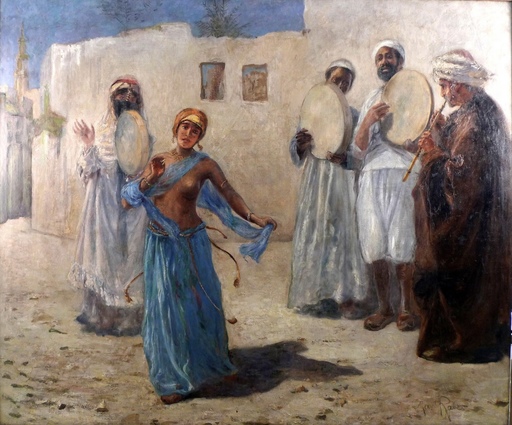 Max Friedrich RABES - Painting - An Orientalist Scene with Musicians and Dancer