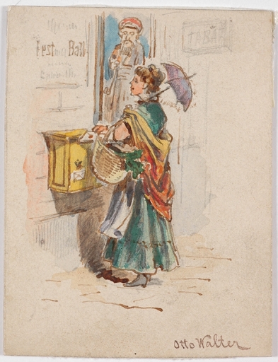 Ottokar WALTER - Zeichnung Aquarell - "Letter", Watercolour, late 19th Century