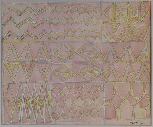 亨利•摩尔 - 水彩作品 - Design for Textile (Zigzag)