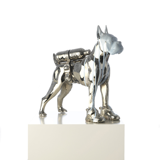 William SWEETLOVE - Skulptur Volumen - Cloned Bulldog with petbottle & shoes (light blue head)