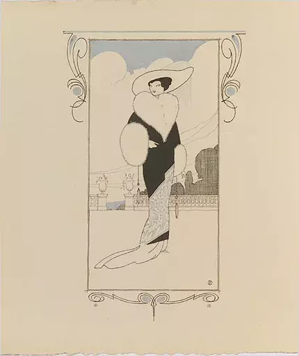 Léo FONTAN - 水彩作品 - Art Nouveau Lady, ca 1910