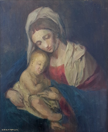 Blanche Marie ZO-LAROQUE - Pittura - Vierge à  l'enfant 