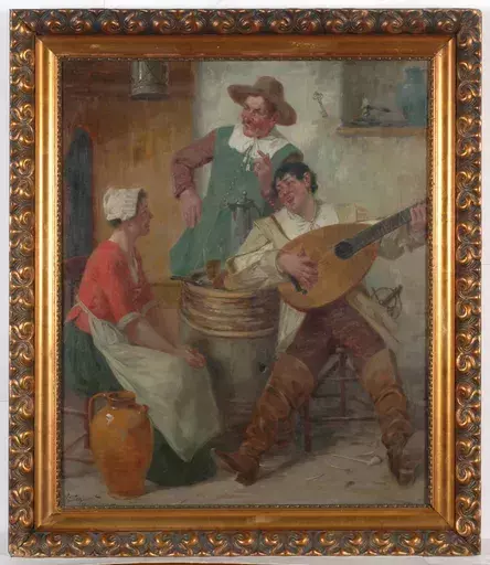 Viktor SCHIVERT - Painting - "Tavern scene (30-year-war)", oil on canvas, ca. 1900