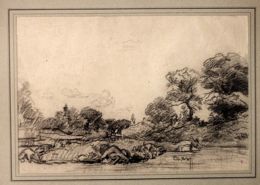 Charles François DAUBIGNY - Drawing-Watercolor - Bords de l'Oise
