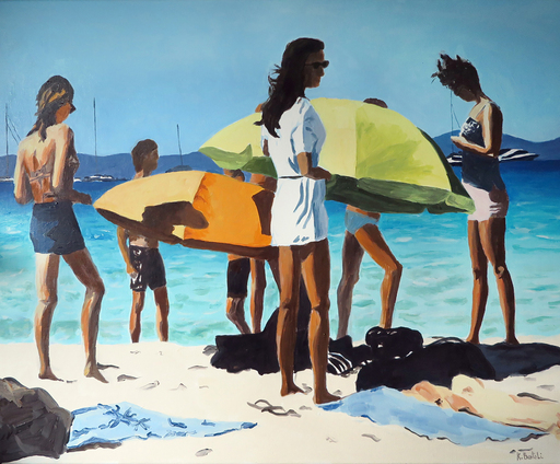 Karine BARTOLI - Painting - Formentera 7 Personnages 