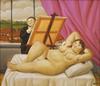 Fernando BOTERO - Painting - Painter and Model