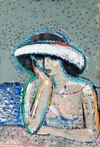 Jacob GILDOR - 绘画 - Woman with a Hat