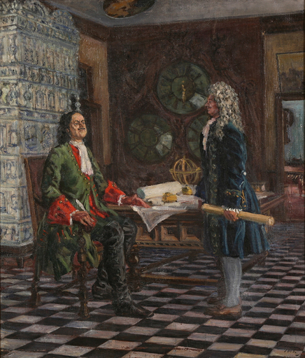 Nikolai RIABININ - Painting - Peter 1 and Menshikov in the Summer Palace