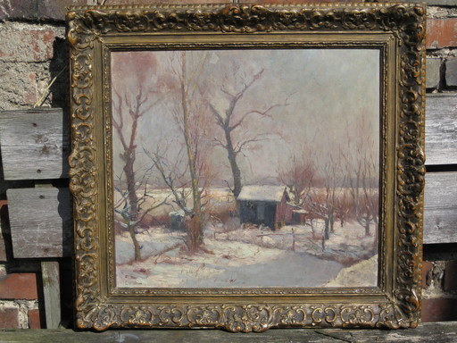 Edgard WIETHASE - Peinture - Winterlandschaft mit Hütte