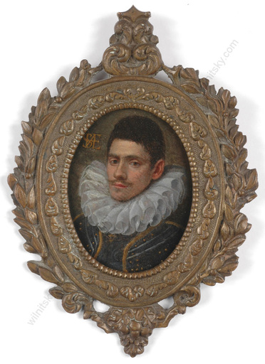 Miniature - "Portrait of a nobleman", important oil miniature, ca.1600