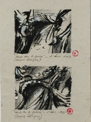 Claude HASTAIRE - Zeichnung Aquarell - composition