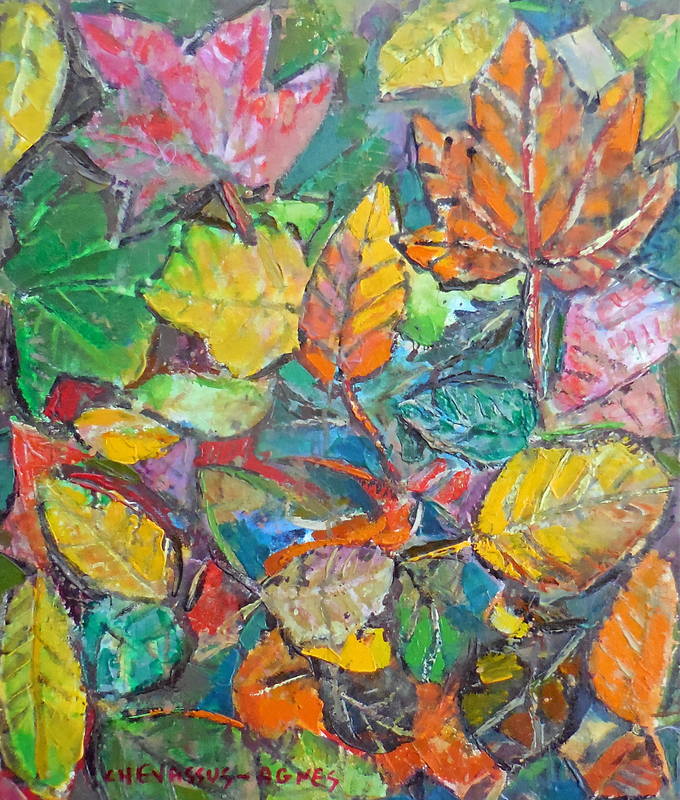 Jean-Pierre CHEVASSUS-AGNES - Peinture - feuilles du jardin en automne