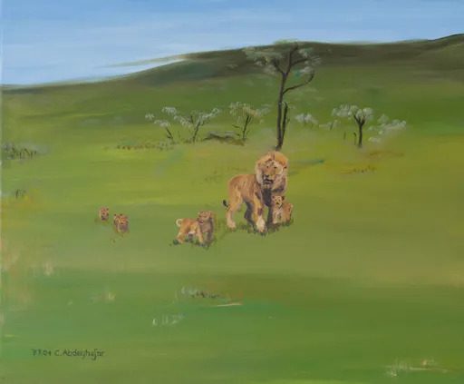 Claudia LUTHI - Painting - Lions family