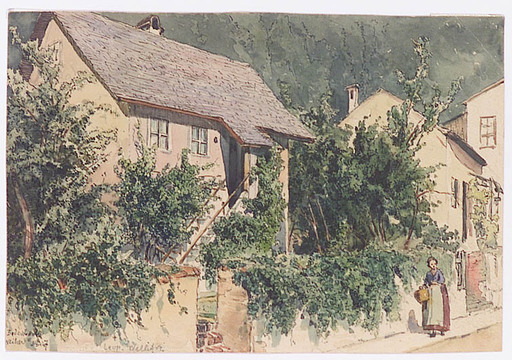 Leopold WELLEBA - Disegno Acquarello - "Austrian Village", Watercolor, early 20th Century
