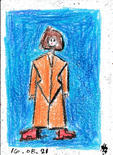Harry BARTLETT FENNEY - Drawing-Watercolor - orange coat dorothy shoes (16 08 21)