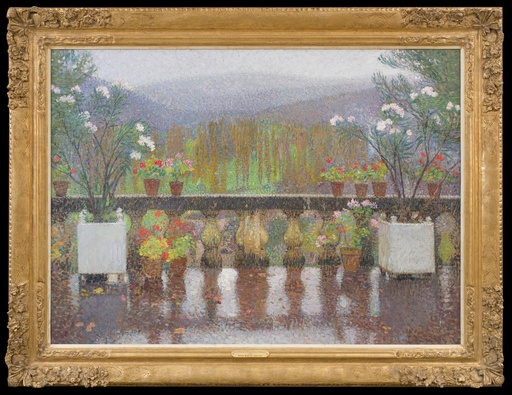 Henri MARTIN - Painting - Jour de Pluie sur la Terrasse Fleurie de Marquayrol