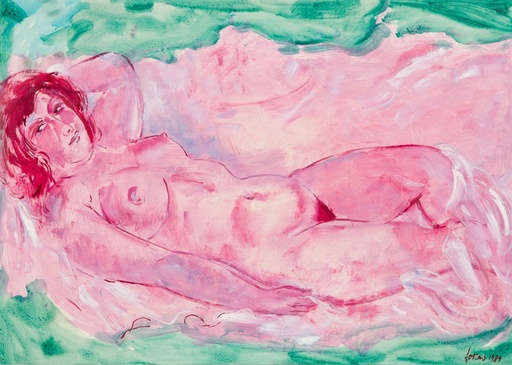 Evald OKAS - Pintura - Pink and green