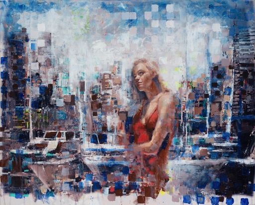 Martin RIWNYJ - Pintura - La espera junto al rio