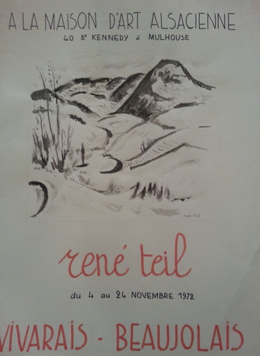 René TEIL - Dibujo Acuarela - René Teil 1972