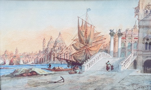 Alfred Paul Marie DE RICHEMONT - Dibujo Acuarela - Venise 