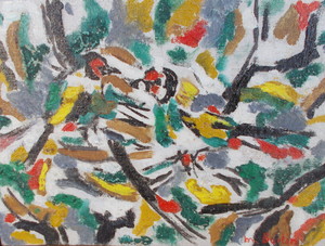 Marcel BURTIN - Gemälde - Les oiseaux