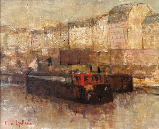 Michel DE GALLARD - Painting - Paris, les péniches (Ca.2000-2005)