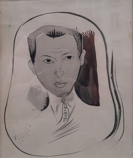 Victor BRAUNER - Dibujo Acuarela - Autoportrait