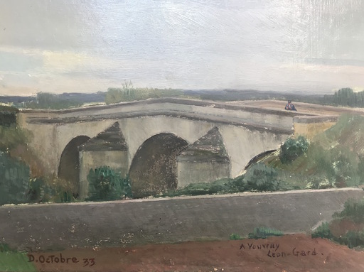 Daniel OCTOBRE - Painting - Vouvray / Pont de Cise / Pont de la femme de trente ans