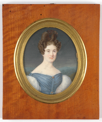 Pierre Aimé DEMANGE - Miniatur - "Portrait of a young woman", miniature on ivory, 1832