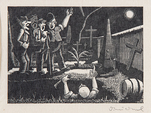 Otto NÜCKEL - 版画 - Friedhofschor