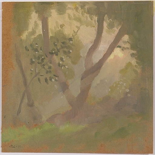 Pavel Fjodorowitsch SCHWARTZ - Painting - "Daybreak in Forest", Oil Painting by Pavel Schwartz 