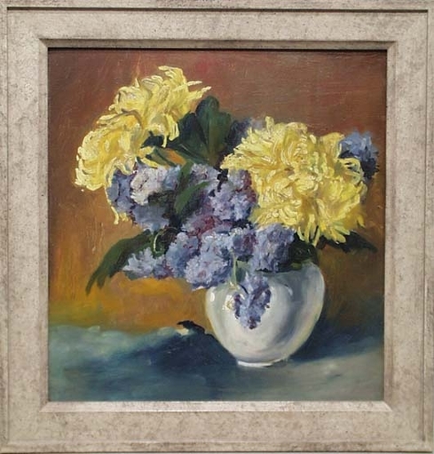 Robert HEINRICH - Painting - "Flower Still Life" by Robert Heinrich, Oil Painting
