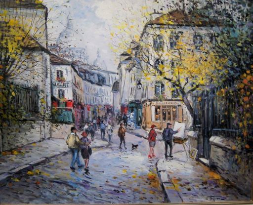Jean Bernard TROTZIER - Peinture - Rue Norvins, Paris Montmartre