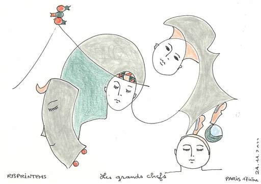 Reine BUD-PRINTEMS - Drawing-Watercolor - "Les grands chefs"