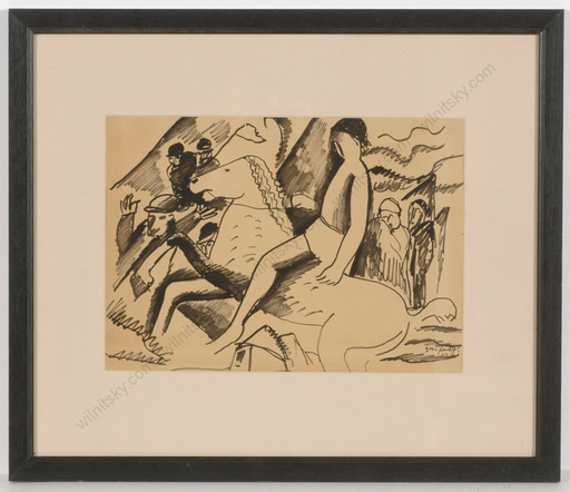 Boris DEUTSCH - 水彩作品 - "Boy and old men", drawing, 1926