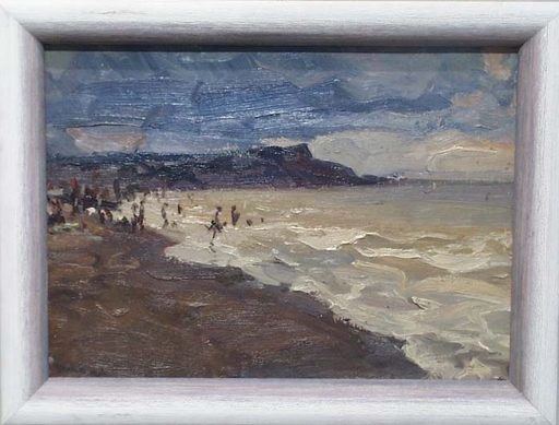 Vladimir NOVAK - Painting - "Beach View" by Vladimir Novak (b.1938), Oil Painting, 1962