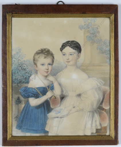Johann Nepomuk ENDER - 水彩作品 - "Little brother and sister", watercolor, 1831