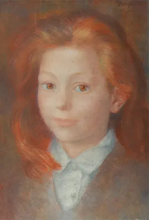 Portrait Of Young Girl With Red Hair By Lucien Philippe Moretti