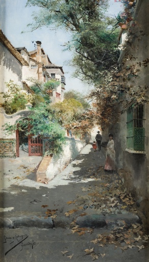 Manuel GARCIA Y RODRIGUEZ - Painting - A Street in Granada