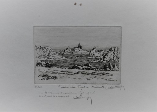 Lucien SEEVAGEN - Estampe-Multiple - Ile de Bréhat, le phare du Paon