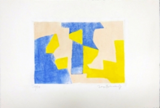 Serge POLIAKOFF - Grabado - Composition Bleue rose et jaune