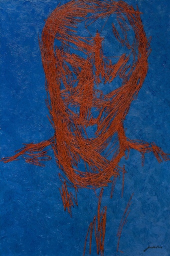Ihar BARKHATKOU - Pittura - Portrait in Blue and Red