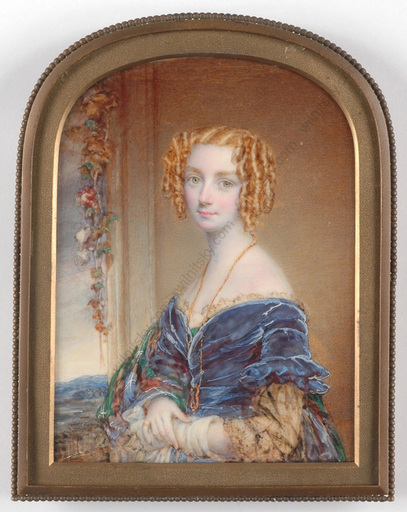 William Charles ROSS - Miniature - "Portrait of red-haired beauty", large miniature, ca.1840