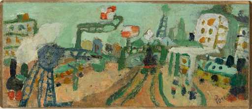 Jean POUGNY - Painting - Paysage de Paris (Le Ligne de Chemin de Fer)