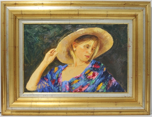José Manuel Roman FRANCES - Gemälde - Mujer con sombrero